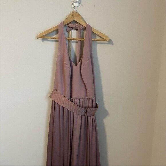 Vera Wang White Quartz V Neck Halter Gown with Sash VW360214 Size 16 - Picture 4 of 16